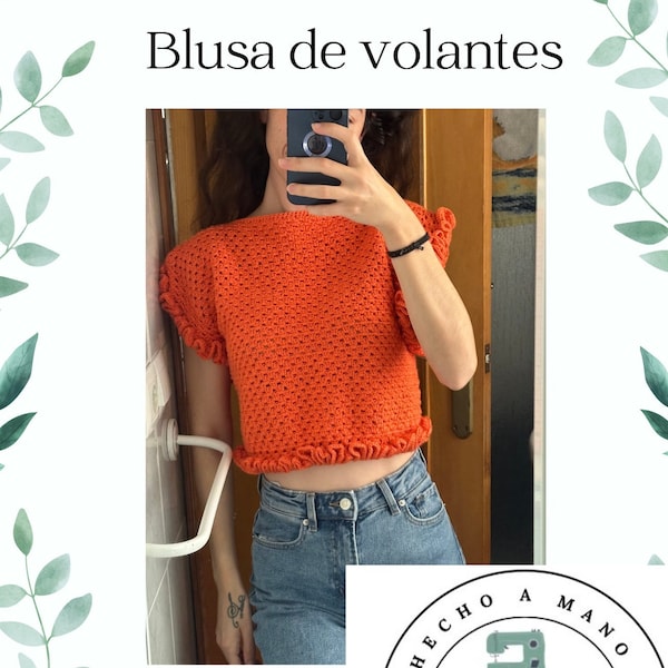 patrón de blusa de volantes a crochet