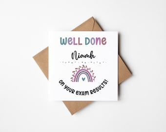 Well Done Exam Results Card | Well Done on Your GCSE A Level BTec Results Congratulations Gift | Personalised Name and Occassion