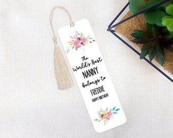 World's Best Nanny Gift | Gift for Nan Nanny Nana for Birthday Christmas | Personalised Bookmark