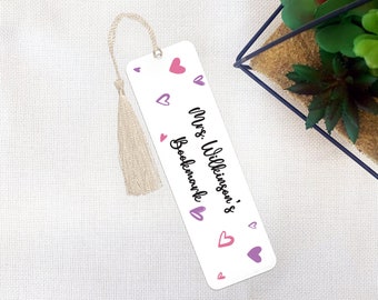 Teacher Bookmark | Teacher Gift End of Term Start of Term Personalised Gift with Colour Options | Metal Bookmark with Name