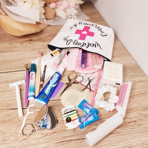 Wedding Day Emergency Kit, Bridal Survival Bag, Bridesmaid Gift, Getting Ready Essentials for Bride, Wedding Day Favour, Bride Gift