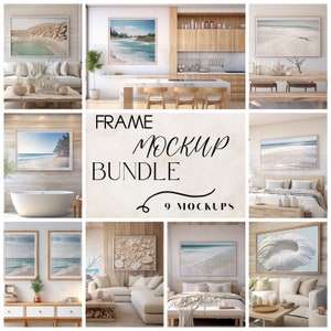 9 Coastal Style Frame Mockups I Digital Mockup I Mockup Bundle I Interior Design Frame Mockups I Wall Art Frame Mockup I PSD Mockup