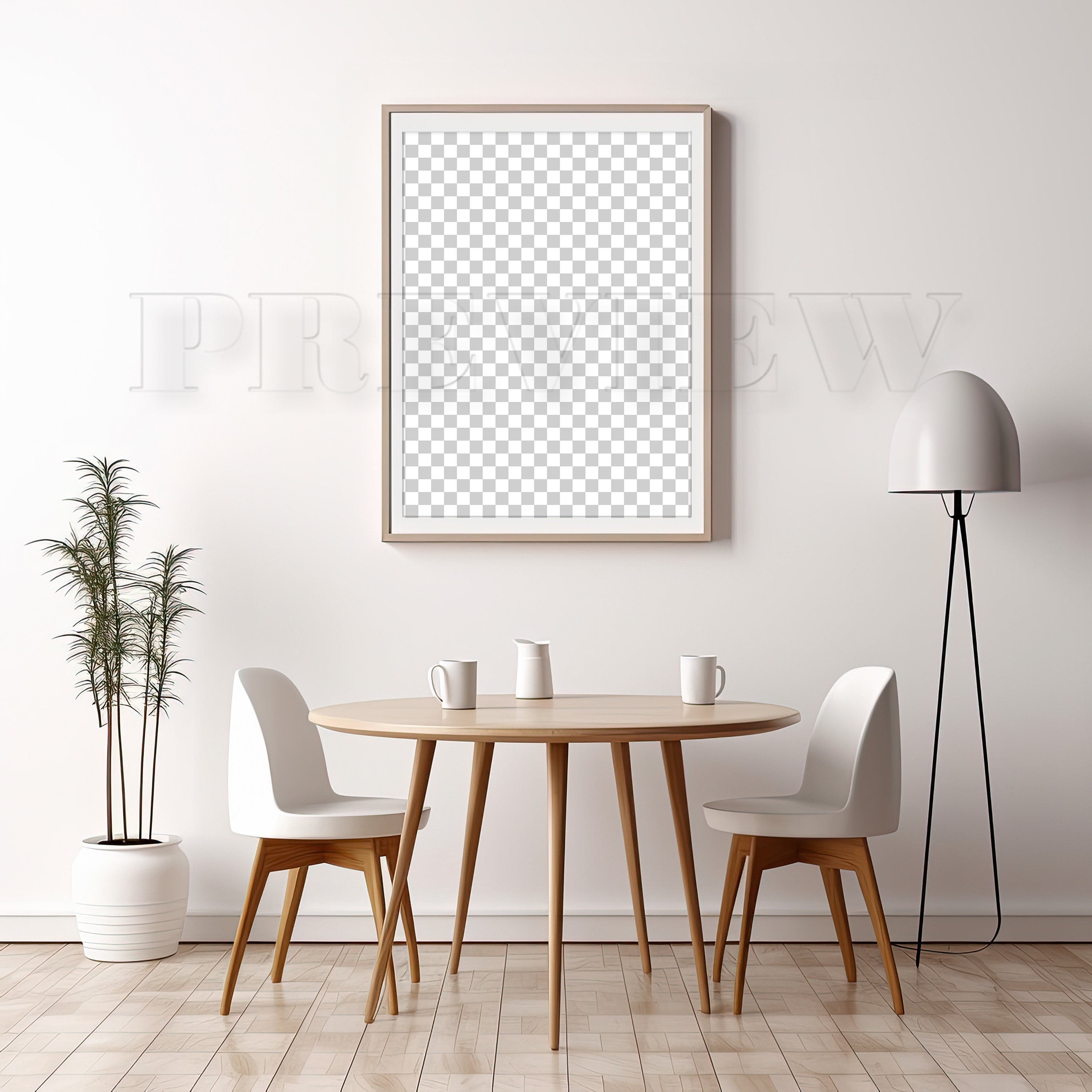 Interior Frame Mockup 3x4 Ratio Mockup Wall Art Display Transparent PNG