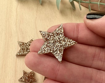 Gold Glitter Acrylic Stars, Craft embellishment, sparkly gold star decoration for crafting, craft blanks, laser cut blanks