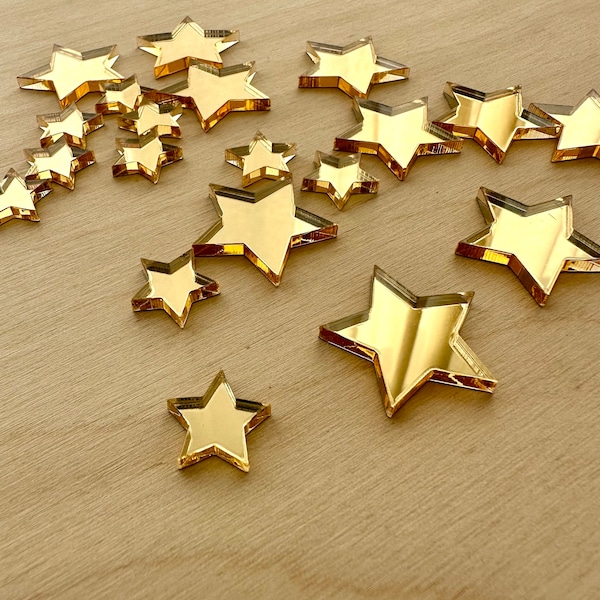 Gold Mirrored Acrylic Stars, Craft embellishment, metallic gold star decoration for crafting, craft blanks, laser cut blanks