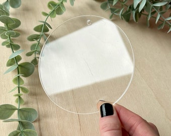 Clear Acrylic Decoration, acrylic disk, circle craft blank, Christmas decoration blank, crafting supplies