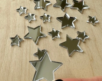 Silver Mirrored Acrylic Stars, Craft embellishment, metallic silver star decoration for crafting, craft blanks, laser cut blanks