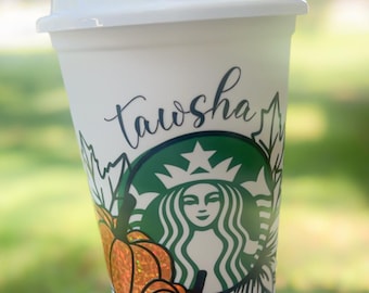 Personalized Fall Wreath Starbucks Cup | Reusable | Fall Coffee Cup | Hello Fall | Pumpkin Spice | Personalized Starbucks Cup | Fall Vibes