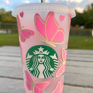 Butterfly with Hearts Starbucks Cup | Venti | Butterflies | 24oz | Reusable | Gift for Her