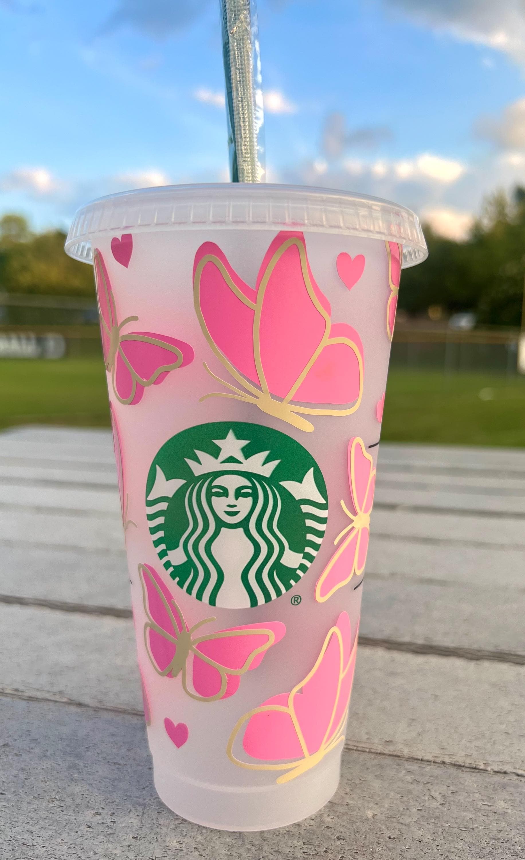 Butterfly with Hearts Starbucks Cup | Venti | Butterflies | 24oz | Reusable | Gift for Her