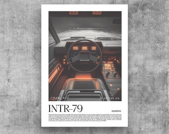 Serie NeutralElements® — Poster per interni auto Delorean, Fine Art DinA1 — Utilitarismo, minimalismo