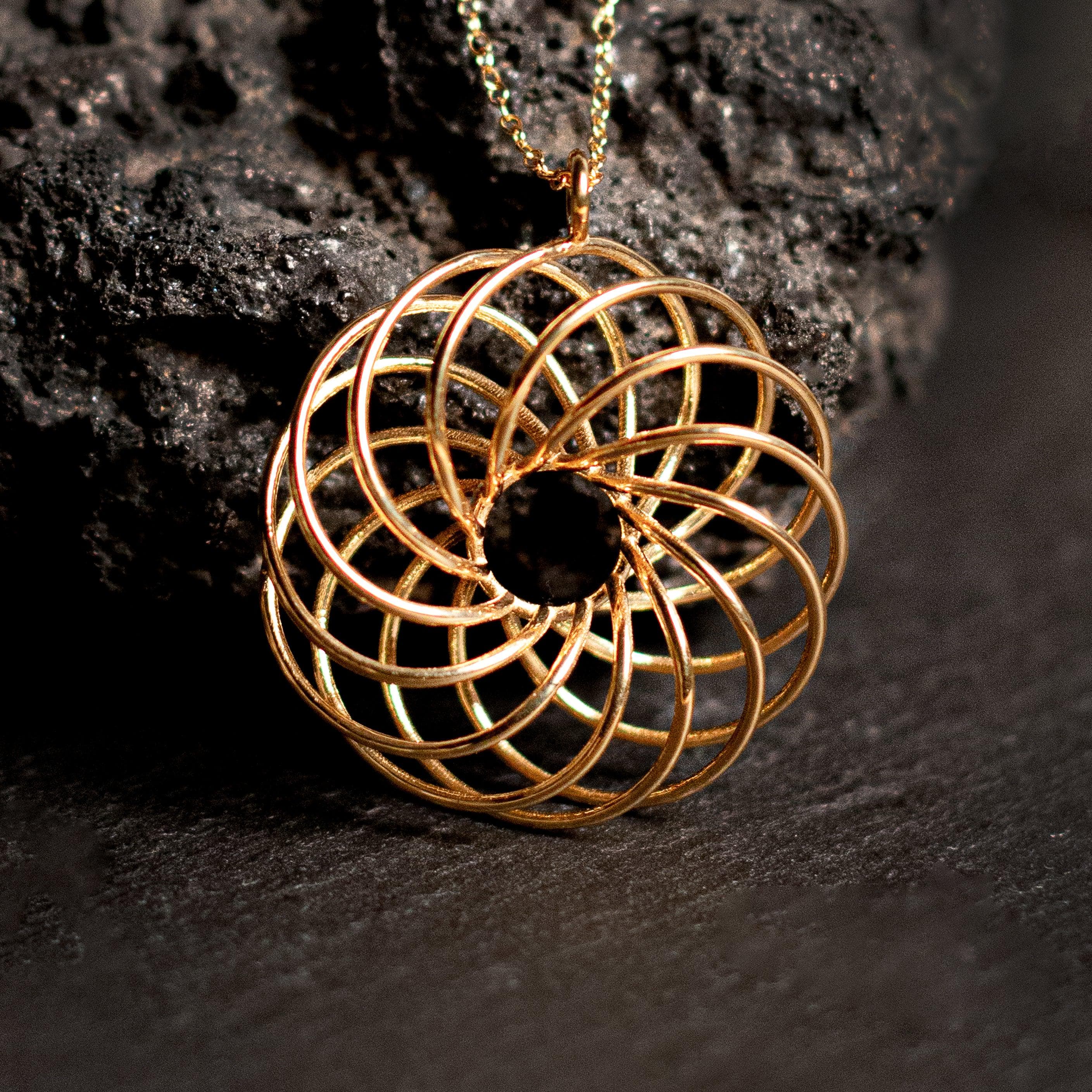 14K Solid Gold Torus Field Necklace, Rodin Coil, Sacred Geometry Jewelry, Spiritual Necklace, Yoga Necklace, Gift for Her, Gift for Him