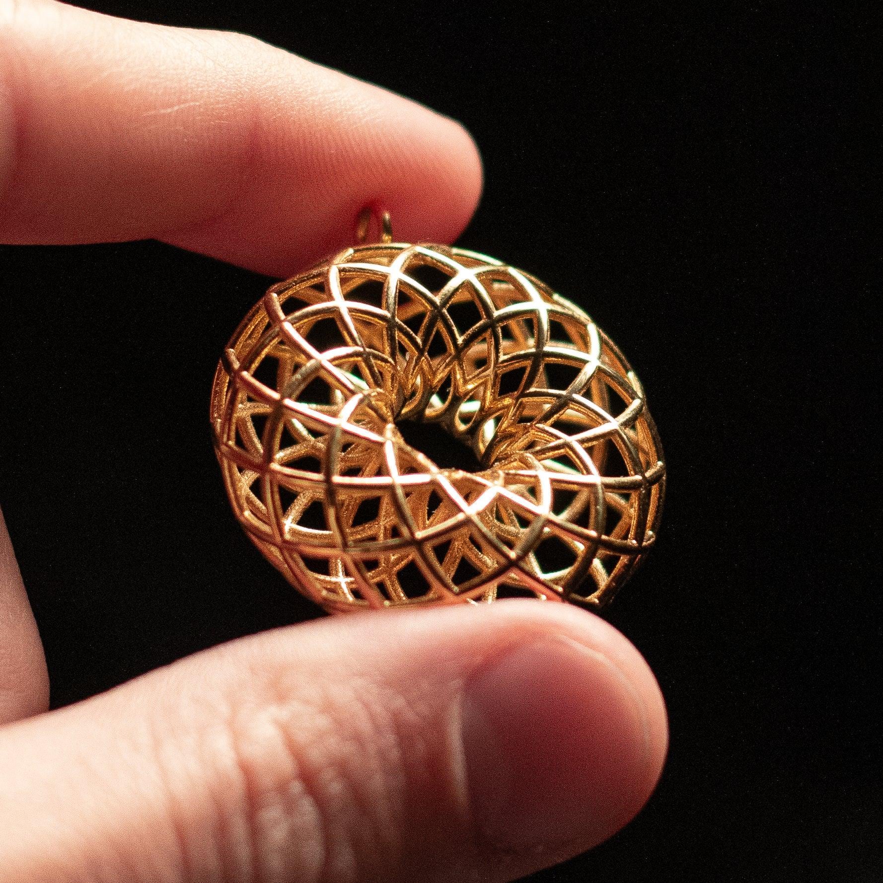 14K Solid Gold Rodin Coil Necklace, Double Torus Field, Sacred Geometry Jewelry, Spiritual Necklace for Women and Men, Yoga Necklace