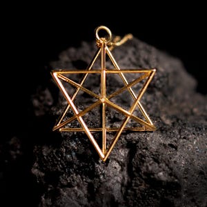 14K Merkaba Necklace, Sacred Geometry Jewelry, Spiritual Necklace for Women and Men, Yoga Necklace, Gift for Her, Gift for Him