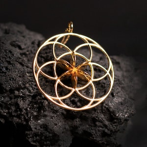 14K Solid Gold Seed of Life Necklace, Sacred Geometry Jewelry, Spiritual Necklace for Women, Yoga Necklace, Gift for Her, Gift for Him