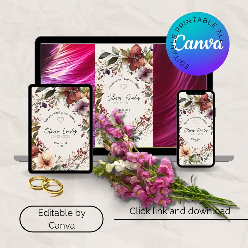 Wedding Invitation Editable Printable Invitation Eletronic Invitation ...