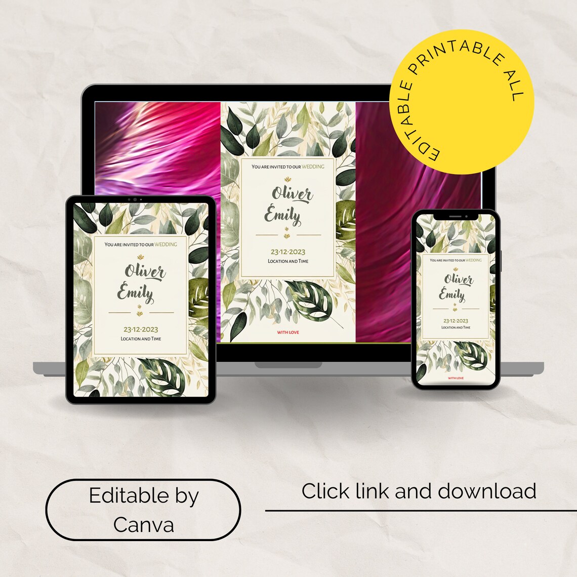 Wedding Invitation Editable Printable Invitation Eletronic Invitation ...