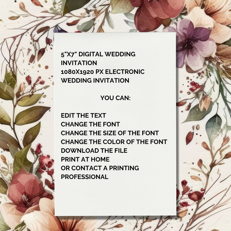 Wedding Invitation Editable Printable Invitation Eletronic Invitation ...