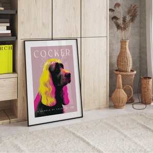 Cocker Spaniel Timeless Grace / Cartel de perro retro / Arte de mascotas de moda / Impresión de arte de moda vintage / Cartel de perro Spaniel imagen 4