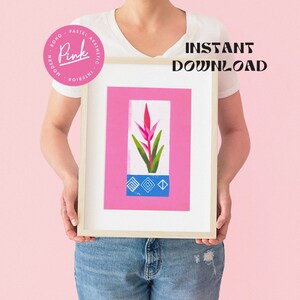 Bromeliad Plant Abstract Stamp Retro Poster Tropical Leaf Wall Art Minimalist Botanical Poster Boho Plant Decor Modern Abstract Art image 10