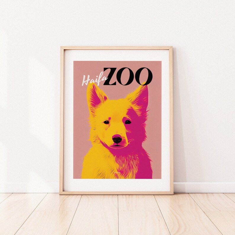 Haifa Zoo Retro Poster Retro Dog Portrait Colorful & Funky Israel Travel Poster Canine Art Wall Art Vintage Animal Pet Art Print image 10