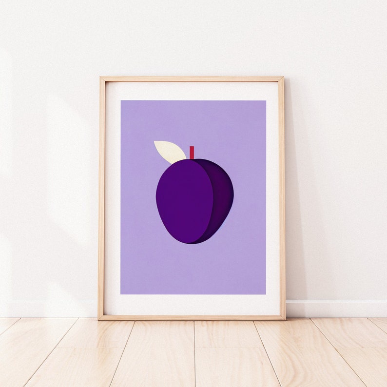 Minimalist Boho Plum Poster Retro Bedroom Wall Art Printable Wallpaper Digital Download Nursery Decor Trendy Bedroom Decor Gift image 3