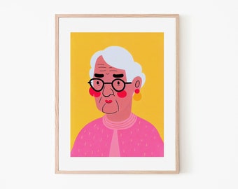 Abuela Vibrant Grandmother Portrait Retro Poster | Family Gift | Hispanic Culture | Vibrant Portrait | Grandmother | Retro Wall Art | Family