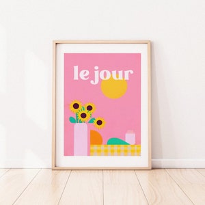 Le Jour Sunflower Fields Kitchen Adventure Retro Poster Vintage French Poster Morning Art Print Kitchen Poster Landscape Garden image 2