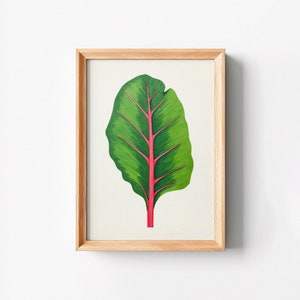 Chard Art Print | Abstract Minimalist Veggie | Botanical Art | Minimalist Art | Kitchen Art | Modern Art | Printable