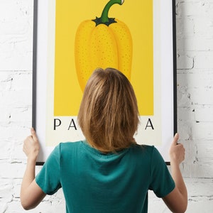 Paprika Fiesta Yellow, Impresión de arte de cocina vintage, Ilustración de alimentos, Estilo retro, Decoración de comedor, Impresión digital imagen 8