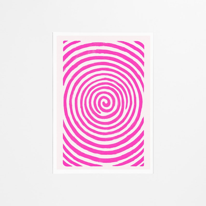 Spiral Poster Pink Twist, Abstract Art Print, Vintage Retro, Wall Decor, Living Room Art, Mid-Century Modern, Boho, Digital Download image 2