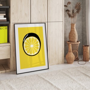 Zesty Lemon Poster Minimalist Fruit Wall Art Bright Kitchen Decor Perfect for Foodies and Modern Home Enthusiasts Yellow Kitchen Art image 2