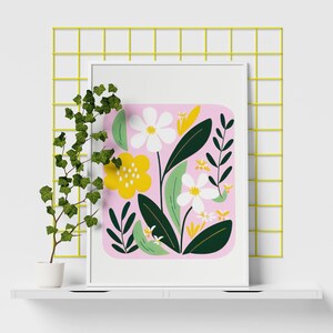 Pink Flower Kitchen Art Botanical Retro Poster Plants Wall Art Print Decorative Art Boho Poster Green Kitchen Print Nature Art image 8