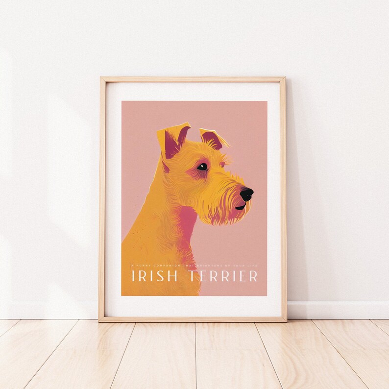 Irish Terrier Retro Dog Poster Striking Hues Dog Pet Art Vintage Trendy Art Print Dog Poster Vintage Dog Art Print image 7