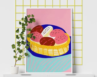 Berliner Basket Pastel Oasis Retro Poster | Kitchen Decor | Berliner Print | Pastel Colors | Retro Wall Art | Boho | Printable