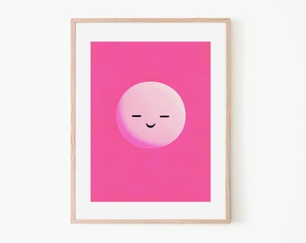 Mochi Minimalism Sweet Pink Treat Retro Poster | Food Wall Art | Dessert Prints | Japanese Art | Minimalist Kitchen Decor | Cute Kawaii Art