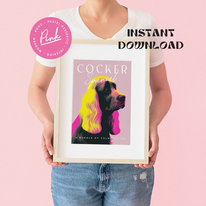 Cocker Spaniel Timeless Grace / Cartel de perro retro / Arte de mascotas de moda / Impresión de arte de moda vintage / Cartel de perro Spaniel imagen 9