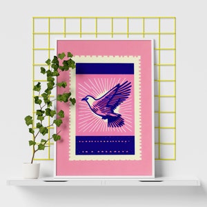 Electric Eagle Abstract Stamp Poster Vibrant Wall Art Perfect for Modern Homes and Art Enthusiasts Trendy Home Decor Accent image 2