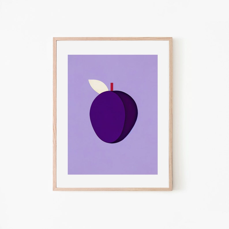 Minimalist Boho Plum Poster Retro Bedroom Wall Art Printable Wallpaper Digital Download Nursery Decor Trendy Bedroom Decor Gift image 1