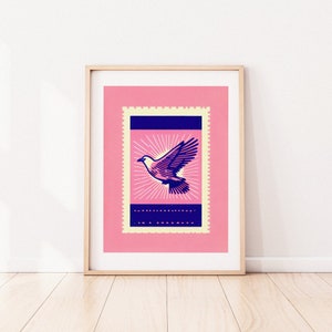 Electric Eagle Abstract Stamp Poster Vibrant Wall Art Perfect for Modern Homes and Art Enthusiasts Trendy Home Decor Accent image 3