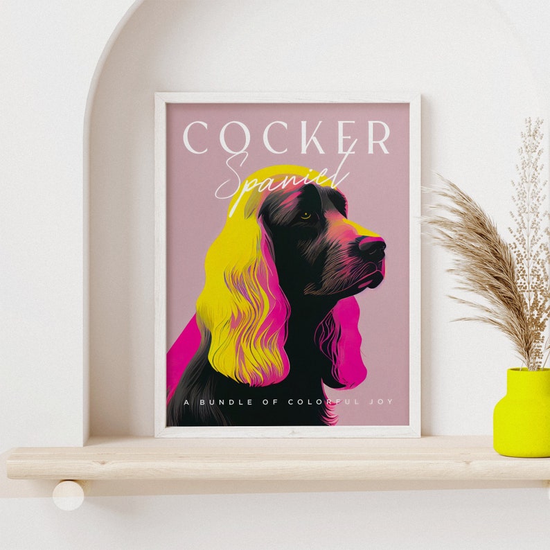 Cocker Spaniel Timeless Grace / Cartel de perro retro / Arte de mascotas de moda / Impresión de arte de moda vintage / Cartel de perro Spaniel imagen 2