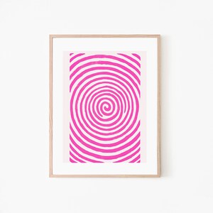 Spiral Poster Pink Twist, Abstract Art Print, Vintage Retro, Wall Decor, Living Room Art, Mid-Century Modern, Boho, Digital Download image 5
