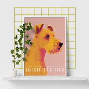 Irish Terrier Retro Dog Poster Striking Hues Dog Pet Art Vintage Trendy Art Print Dog Poster Vintage Dog Art Print image 2