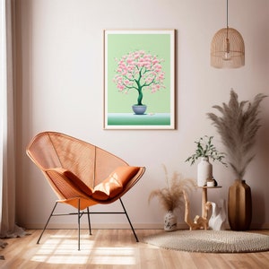 Pastel Green Cherry Blossom Tree Art Print, Transforming Beauty Japanese Landscape, Vintage Inspired Art, Nature Lovers Gift image 10