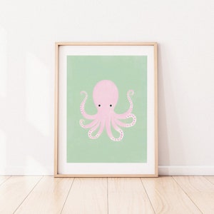 Mysterious Octopus Minimalist Graphic Art Print Sea Creature Vintage Trendy Art Print Nautical Wall Decor Ocean Theme Art Print image 7