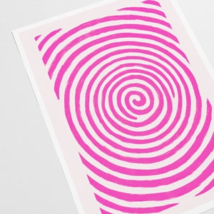 Spiral Poster Pink Twist, Abstract Art Print, Vintage Retro, Wall Decor, Living Room Art, Mid-Century Modern, Boho, Digital Download image 3