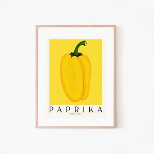 Paprika Fiesta Yellow, Impresión de arte de cocina vintage, Ilustración de alimentos, Estilo retro, Decoración de comedor, Impresión digital imagen 5