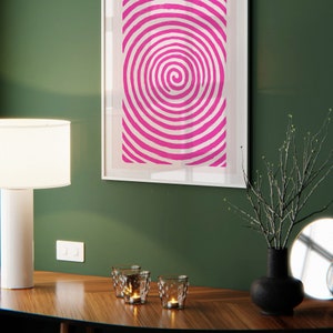 Spiral Poster Pink Twist, Abstract Art Print, Vintage Retro, Wall Decor, Living Room Art, Mid-Century Modern, Boho, Digital Download image 7