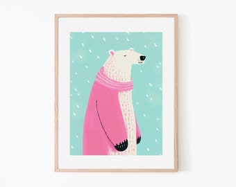Arctic Adventures Polar Bear Expedition Retro Poster | Nature Lover Gift | Vintage Style | Arctic Expedition | Animal Wall Art | Blue Poster