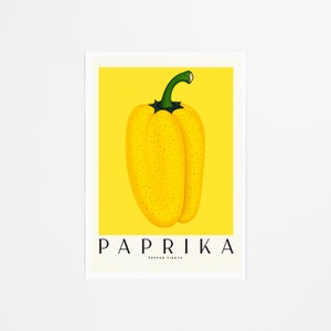 Paprika Fiesta Gelb, Vintage Küche Kunstdruck, Food Illustration, Retro Stil, Esszimmer Dekor, Digitaldruck Bild 2